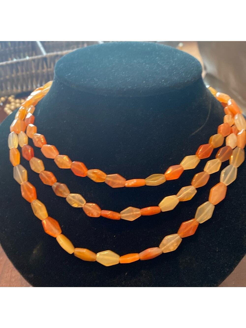 Jay King 3 strand carnelian necklace